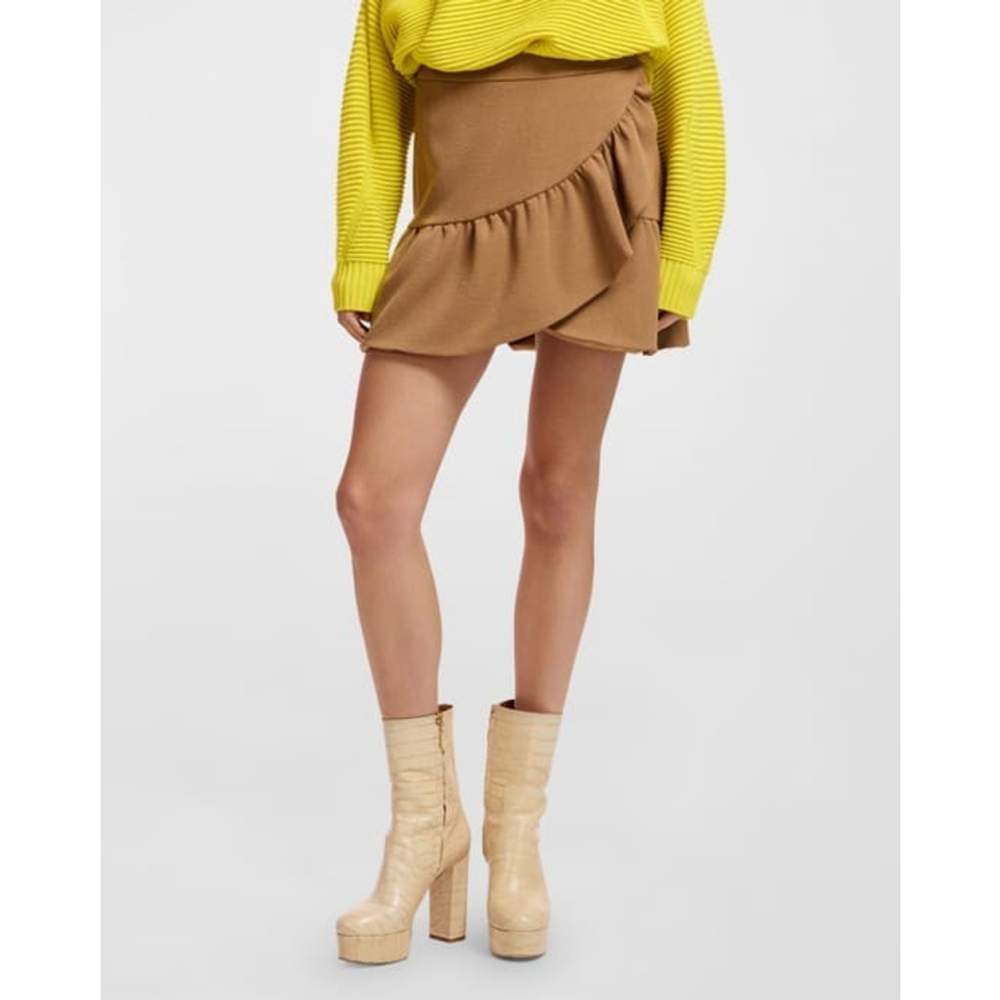 NWT ESSENTIEL ANTWERP Employer Mini Wrap Skirt Sz 6 Camel Brown Classic Preppy